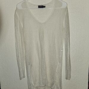 Polo Ralph Lauren Cream Linen Blend Sweater Sheer Italian Yarn sz S